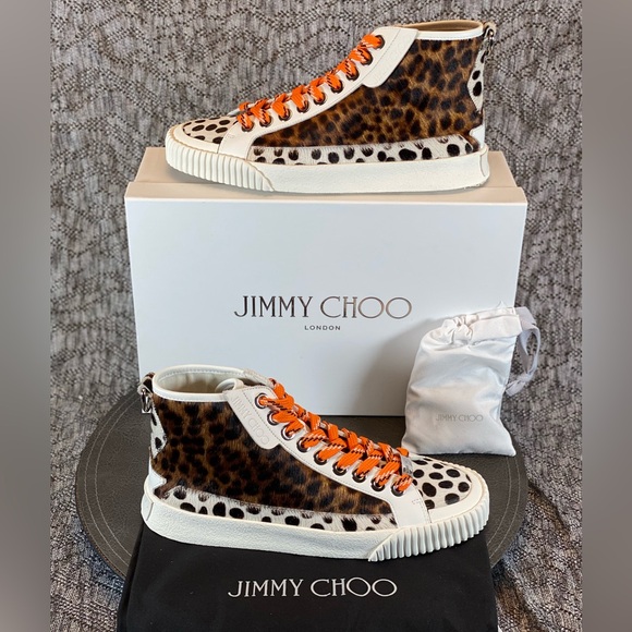 Jimmy Choo Impala Hi/F High Top Sneaker Leopard Cheetah Pony Print